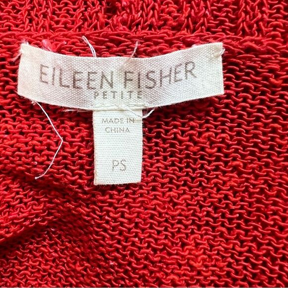 Eileen Fisher Petite Red Linen Blend Open Front Cardigan PS Petite Small - Picture 6 of 9